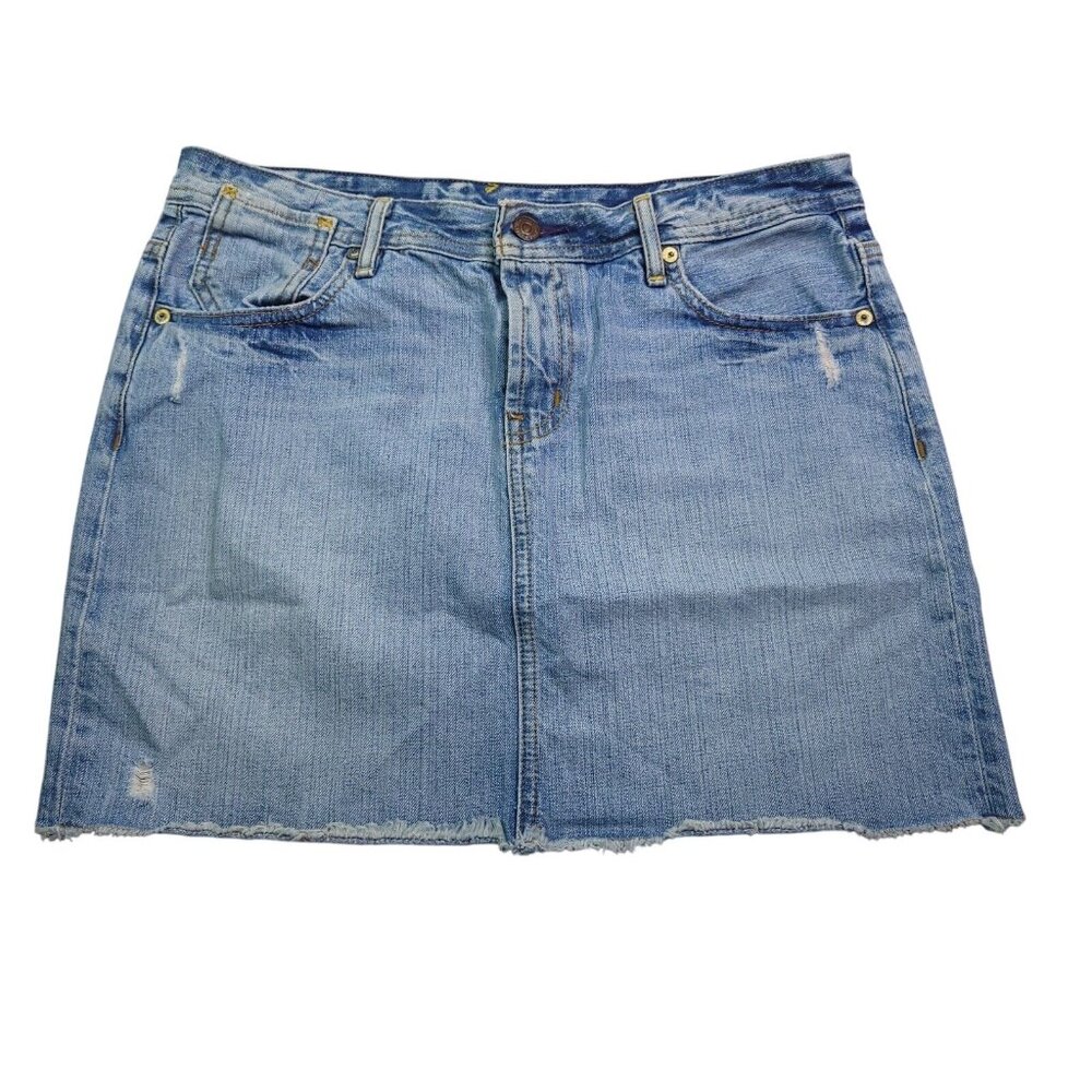 Vintage Polo Ralph Lauren Jeans Gigi Mini Skirt 8 Raw Hem Distressed Denim Y2K